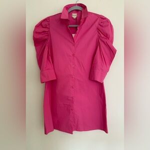 Ruched puff 3/4 sleeve shirt dress.